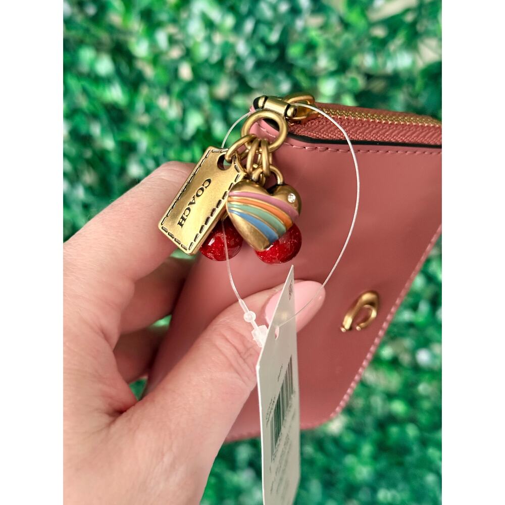 Coach Pink Cardholder Zippy Wallet Peony with Charms - Picture 3 of 5